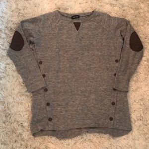 Grey Sweater with Brown Elbow Patches